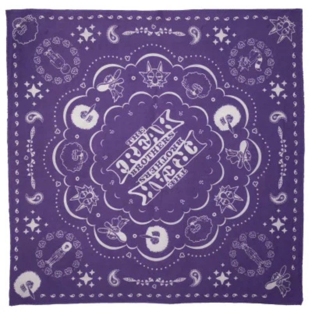 Freak Brothers Bandana  100 Cotton  22 X 22  Purple  Brand New